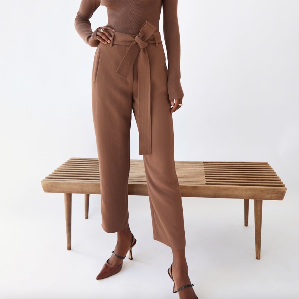 NWT: Wilfred Taupe Tie-Front Pants